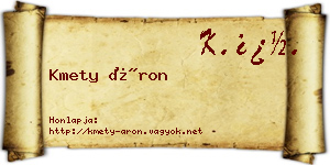 Kmety Áron névjegykártya